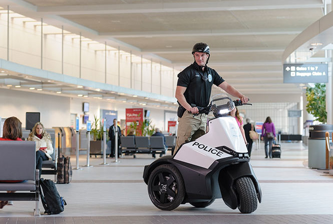 Airport Security person using S3 Patroller to patrol